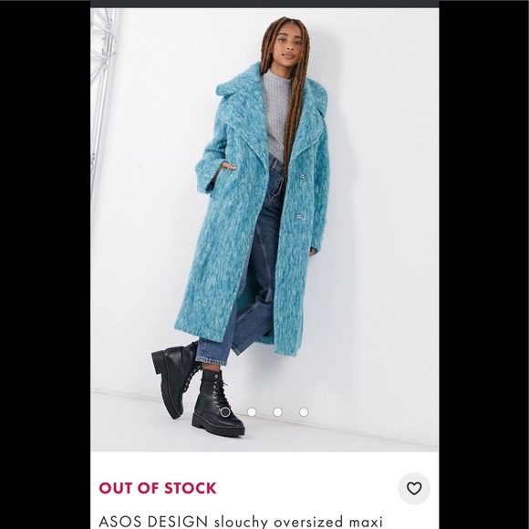 ISO ASOS DESIGN slouchy oversized maxi
coat in jade - Picture 1 of 2